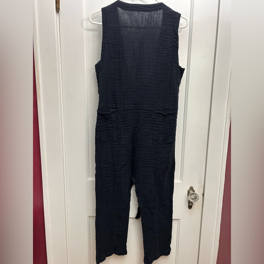 Free People Black Textured Jumpsuit